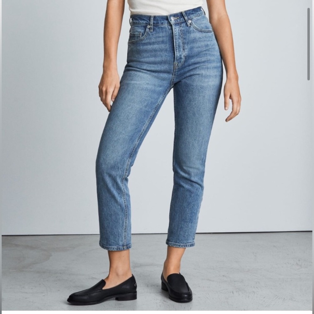 EVERLANE Original Cheeky High Rise Slim Straight Leg Ankle Denim Jeans 32